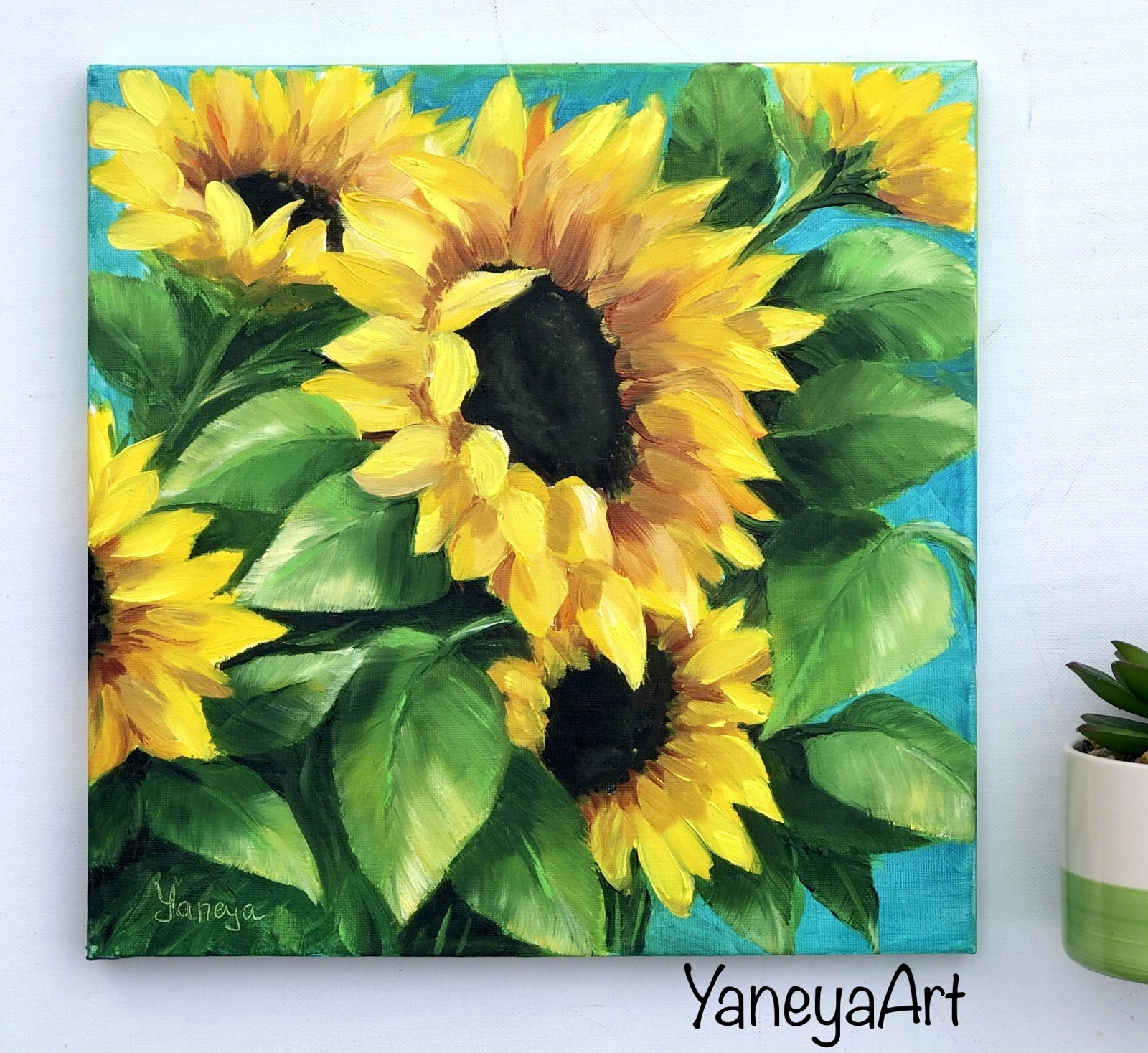 Sunflowers in the wind - 12x12